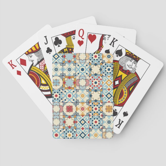 Moroccan tiles, colorful seamless pattern. poker cards (Back)
