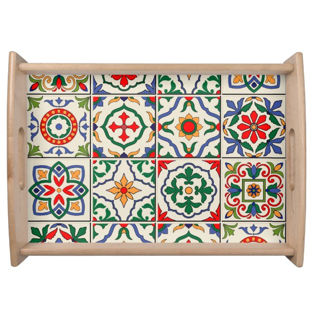 Moroccan Tiles: Colorful Seamless Pattern. Serving Tray (Front)