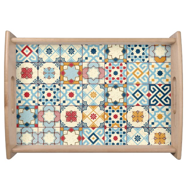 Moroccan tiles, colorful seamless pattern. serving tray (Front)