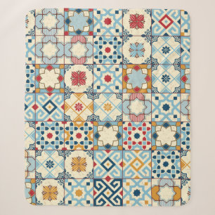 Moroccan tiles, colorful seamless pattern. sherpa blanket