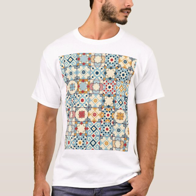 Moroccan tiles, colorful seamless pattern. T-Shirt (Front)