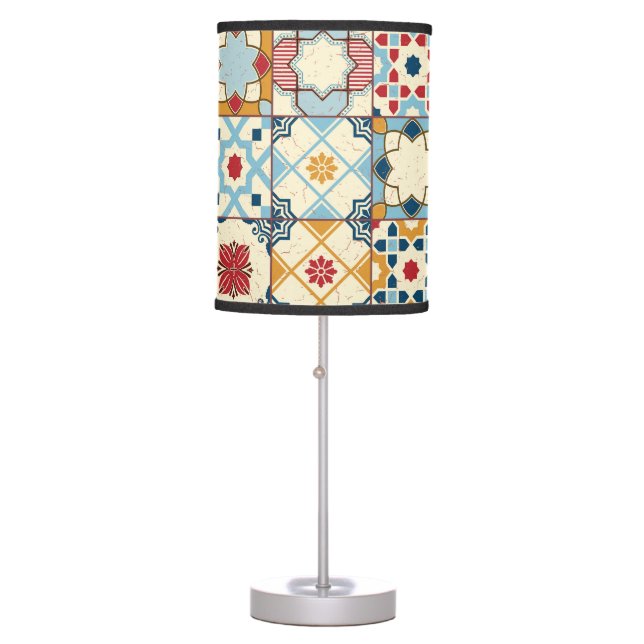 Moroccan tiles, colorful seamless pattern. table lamp (Front)
