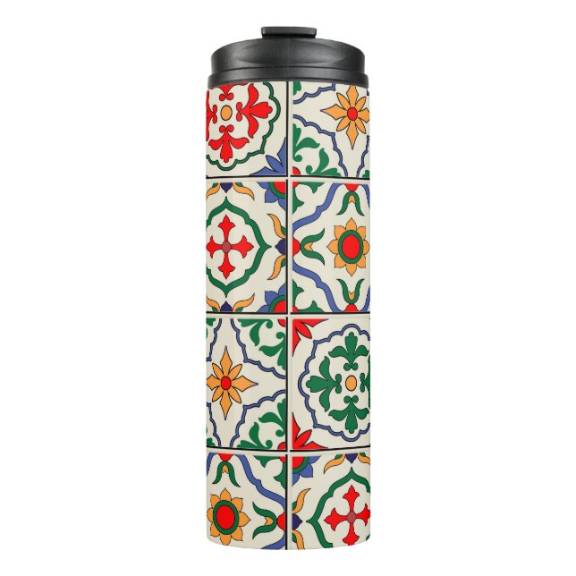 Moroccan Tiles: Colorful Seamless Pattern. Thermal Tumbler (Front)