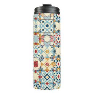 Moroccan tiles, colorful seamless pattern. thermal tumbler
