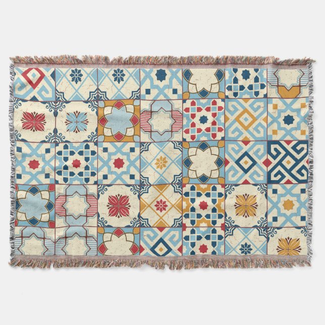 Moroccan tiles, colorful seamless pattern. throw blanket (Front)