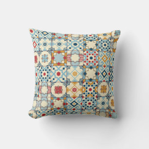 Moroccan tiles, colorful seamless pattern. throw pillow