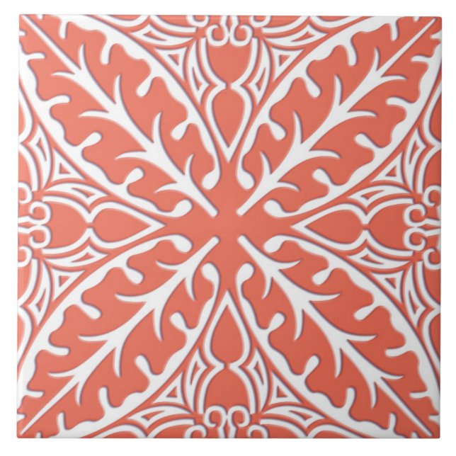 Moroccan tiles - coral orange and white (Front)