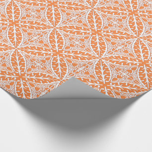 Moroccan tiles - coral orange and white wrapping paper
