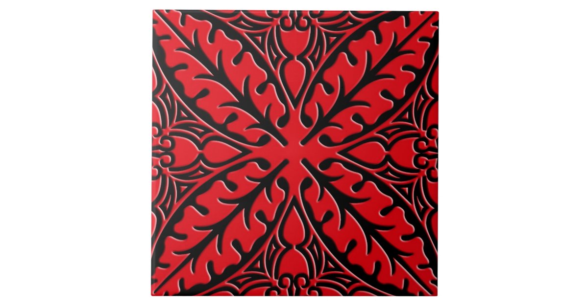 Moroccan Tiles Dark Red And Black Zazzle Com