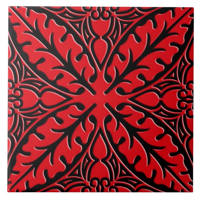 Moroccan tiles - dark red and black (Front)