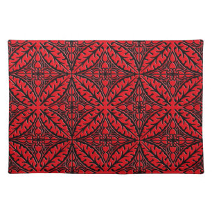 Moroccan tiles - dark red and black cloth placemat
