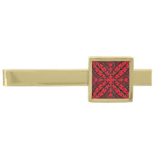 Moroccan tiles - dark red and black gold finish tie bar