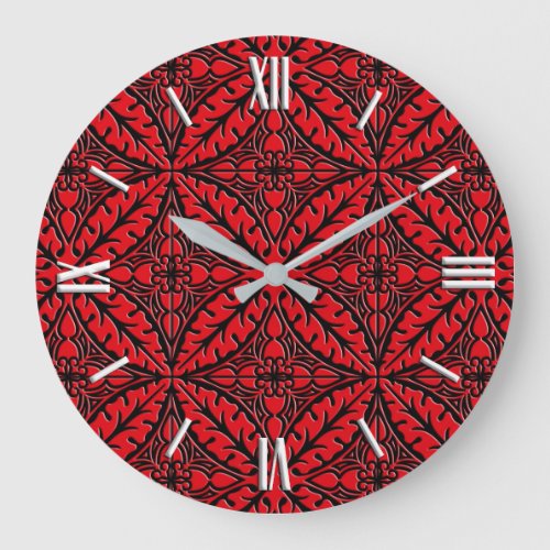 Moroccan tiles _ dark red and black large clock