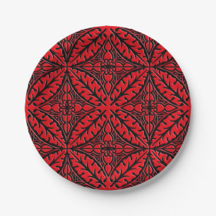 Moroccan tiles - dark red and black paper plates