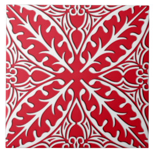 Moroccan tiles - dark red and white