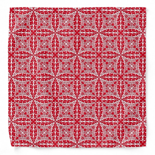 Moroccan tiles - dark red and white bandana (Front)