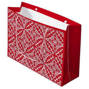 Moroccan tiles - dark red and white large gift bag