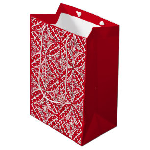 Moroccan tiles - dark red and white medium gift bag