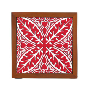 Moroccan tiles - dark red and white pencil holder