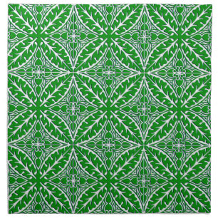 Moroccan tiles - emerald green and white cloth napkin
