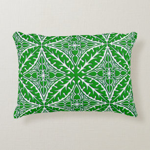 Moroccan tiles - emerald green and white decorative pillow