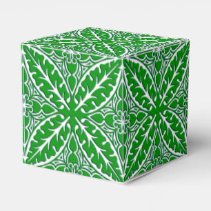 Moroccan tiles - emerald green and white favor boxes