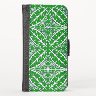 Moroccan tiles - emerald green and white iPhone XS wallet case
