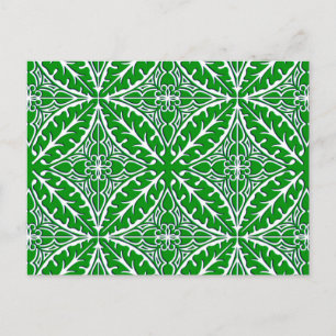 Moroccan tiles - emerald green and white postcard