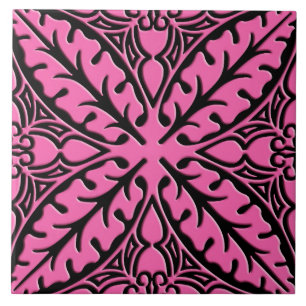 Moroccan tiles - fuchsia pink and black