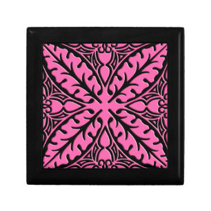 Moroccan tiles - fuchsia pink and black keepsake box