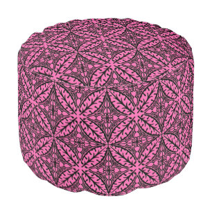 Moroccan tiles - fuchsia pink and black pouf
