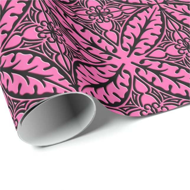 Moroccan tiles - fuchsia pink and black wrapping paper (Roll Corner)