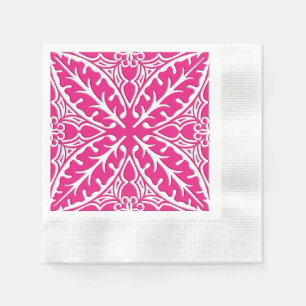 Moroccan tiles - fuchsia pink and white paper napkins