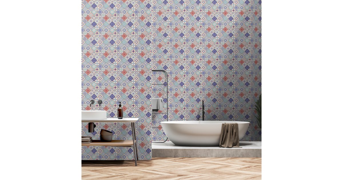 Moroccan Tiles Geometric Traditional Pattern Wallpaper | Zazzle