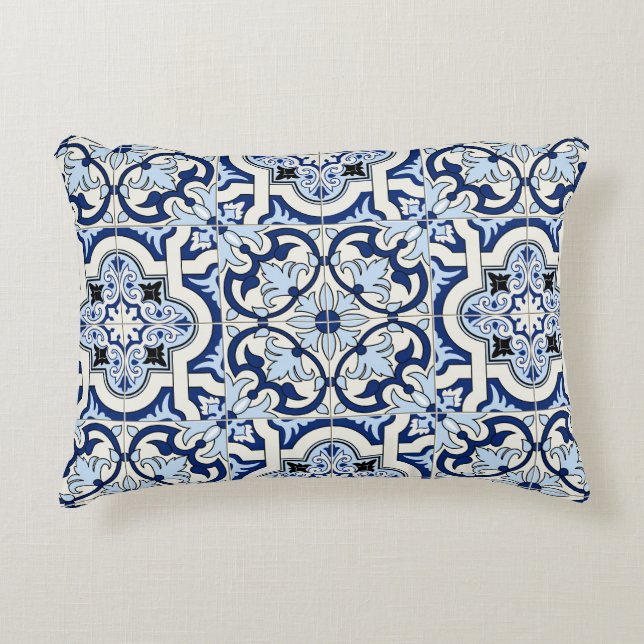 Moroccan Tiles: Gorgeous Blue Patterns. Accent Pillow (Front)