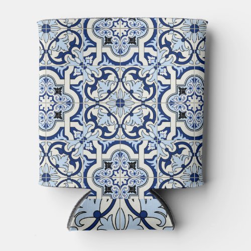 Moroccan Tiles Gorgeous Blue Patterns Can Cooler