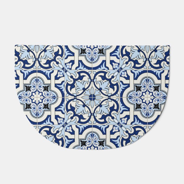 Moroccan Tiles: Gorgeous Blue Patterns. Doormat (Front)