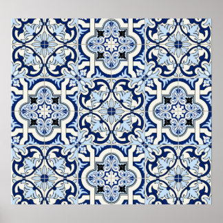 Moroccan Tiles: Gorgeous Blue Patterns. Poster