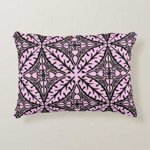 Moroccan tiles - ice pink and black decorative pillow