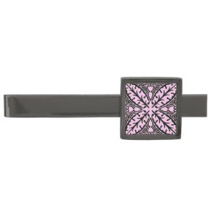 Moroccan tiles - ice pink and black gunmetal finish tie clip