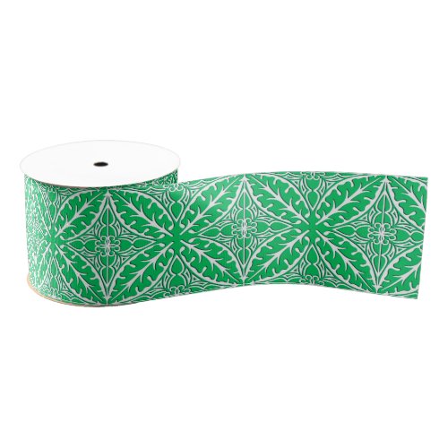 Moroccan tiles _ jade green and white grosgrain ribbon