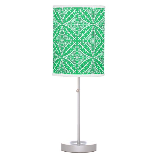 Moroccan tiles - jade green and white table lamp (Front)