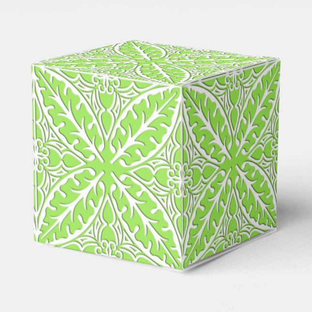 Moroccan tiles - lime green and white favor boxes (Back Side)