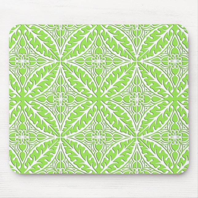 Moroccan tiles - lime green and white mouse pad (Front)