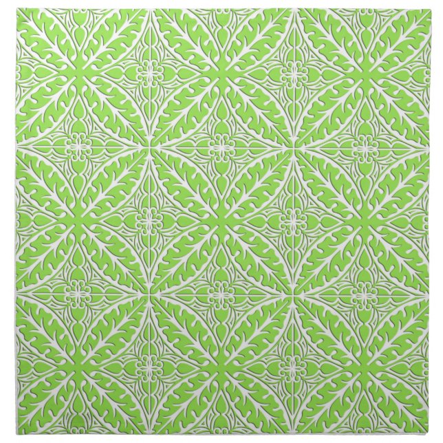 Moroccan tiles - lime green and white napkin (Front)
