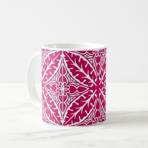 Moroccan tiles _ magenta and white coffee mug