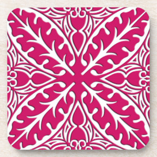 Moroccan tiles - magenta and white drink coaster
