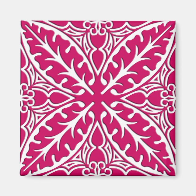 Moroccan tiles - magenta and white magnet (Front)