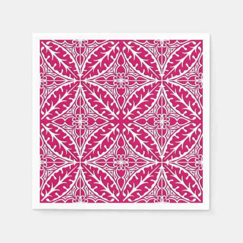 Moroccan tiles _ magenta and white napkins