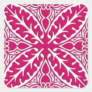 Moroccan tiles - magenta and white square sticker